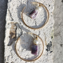 Load image into Gallery viewer, Purple Agate drop hoop