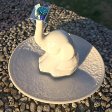 Load image into Gallery viewer, Silver coloured ring with blue, mint and opal details Dimbo