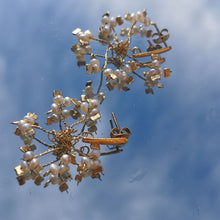 Load image into Gallery viewer, Snowflake shaped brass and pearl earrings