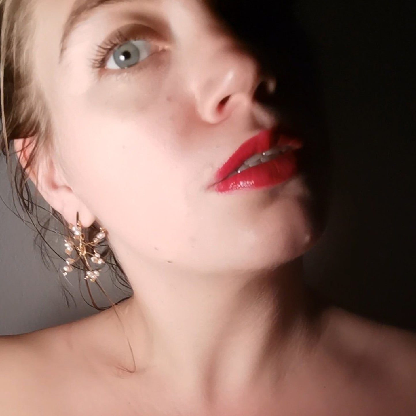 Apres ski earrings worn on