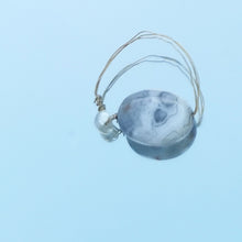 Load image into Gallery viewer, Agate and freshwater pearl ring
