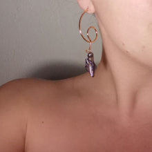 Load image into Gallery viewer, Blue Christmas earrings worn on
