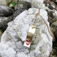 Load image into Gallery viewer, Brass charm necklace with purple heart detail