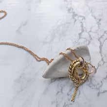 Load image into Gallery viewer, Details of bubblegum necklace's  pendant and chain with pink bead.