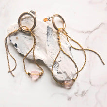 Load image into Gallery viewer, Stud earrings with pendant chains and pink beads