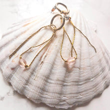 Load image into Gallery viewer, Stud earrings with pendant chains and pink beads