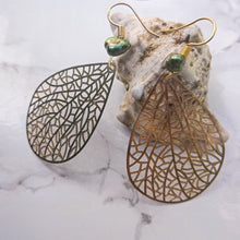 Load image into Gallery viewer, Dragonfly Wing Earrings - (Green or Silver)