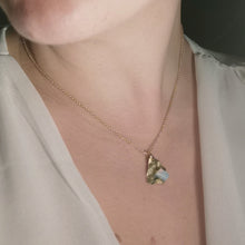 Load image into Gallery viewer, Fortune cookie necklace worn on