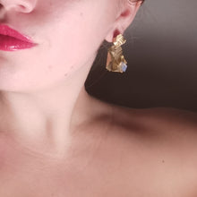 Load image into Gallery viewer, Fortune cookie earrings worn on