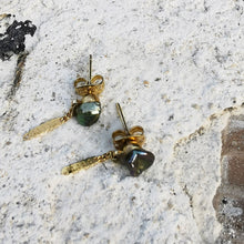Load image into Gallery viewer, Green Freshwater pearl small stud earrings