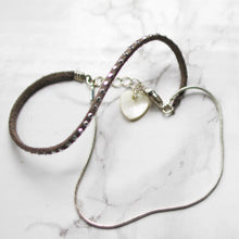 Load image into Gallery viewer, Heart on sleeve suede silver bracelet