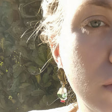Load image into Gallery viewer, Large glass earrings worn on