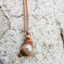Load image into Gallery viewer, Lost to you, copper and mother fo pearl pendant detail
