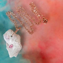 Load image into Gallery viewer, Mother of Pearl Necklace - shell with swarowski crystal and rose gold plated chain