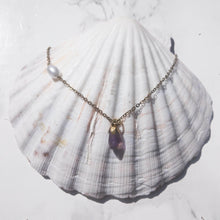 Load image into Gallery viewer, Amethyst and asymmetric pearl style detail