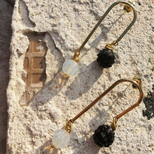 Load image into Gallery viewer, Yin Yang Opal and bead asymmetric earring