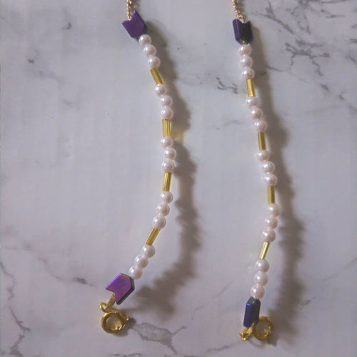 Purple [earl and gold beads detail