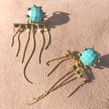 Load image into Gallery viewer, Turquoise studded earrings with chain details