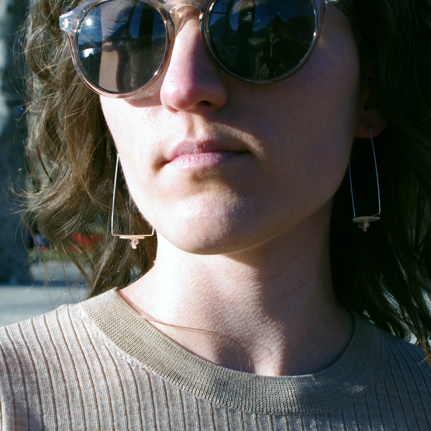 Valerie mother of pearl and rose quartz earrings