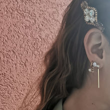 Load image into Gallery viewer, Violet mini Lantern Earring worn in second hole with two other earrings