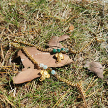 Load image into Gallery viewer, Elephants charm bracelets turquoise beads in grass