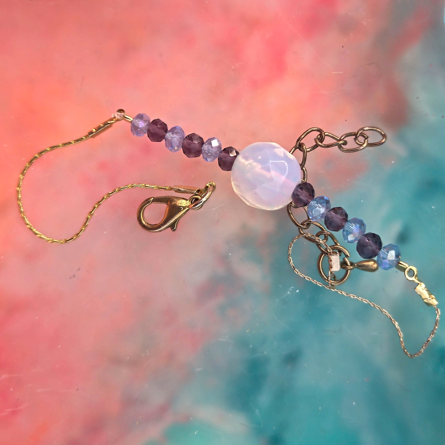 50 shades of blue opal and crystal bracelet