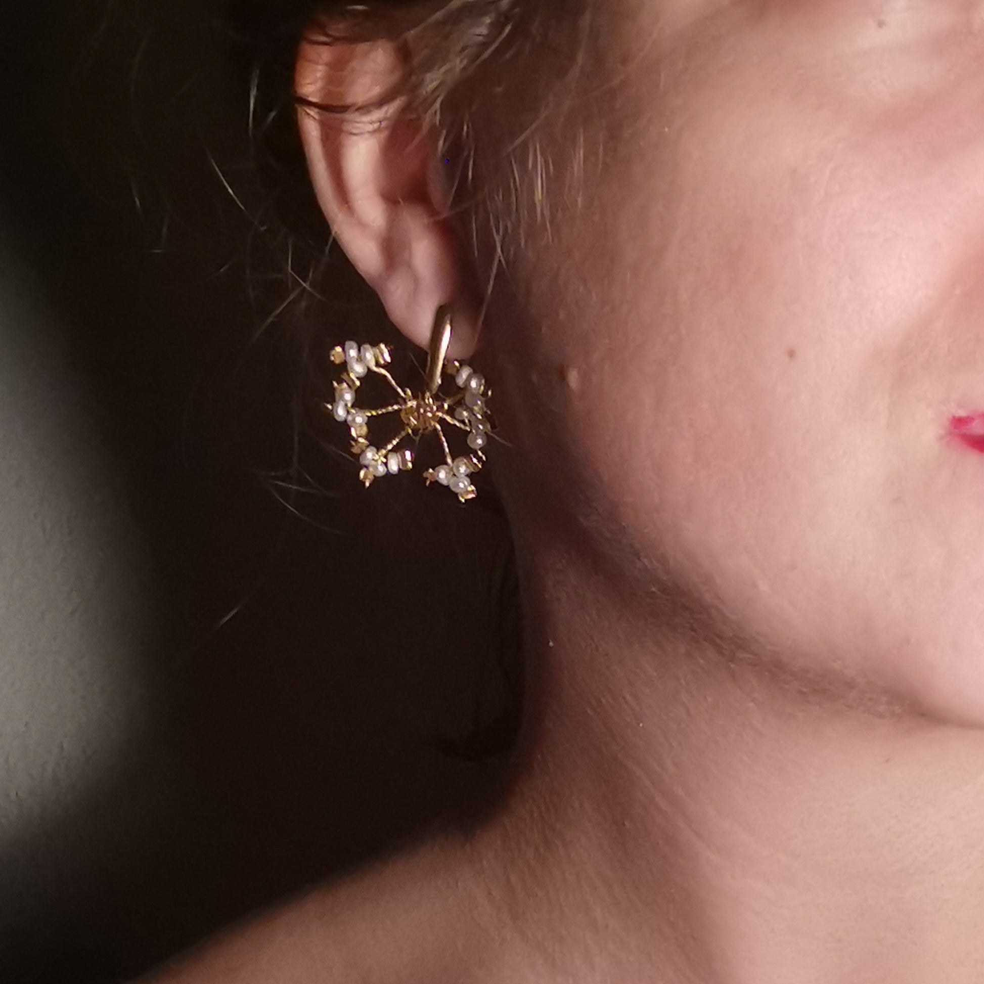 Apres ski earrings worn on