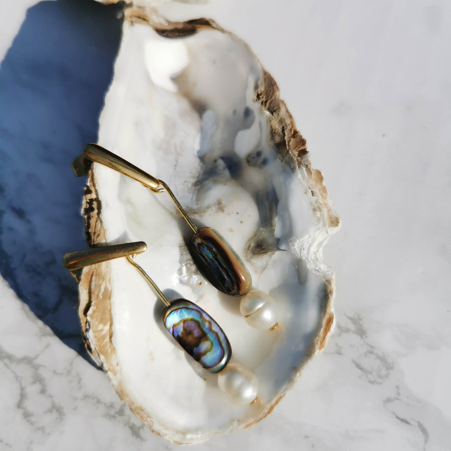 Pearl and abalone earrings 