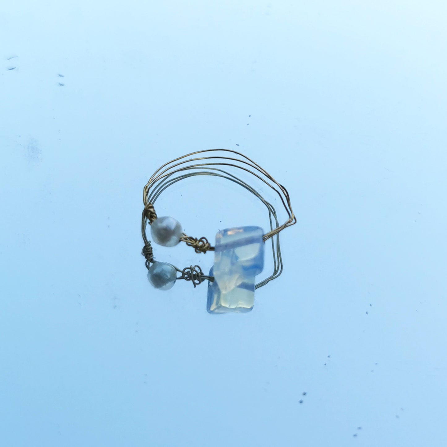 Opal copper and freshwater pearl mirror