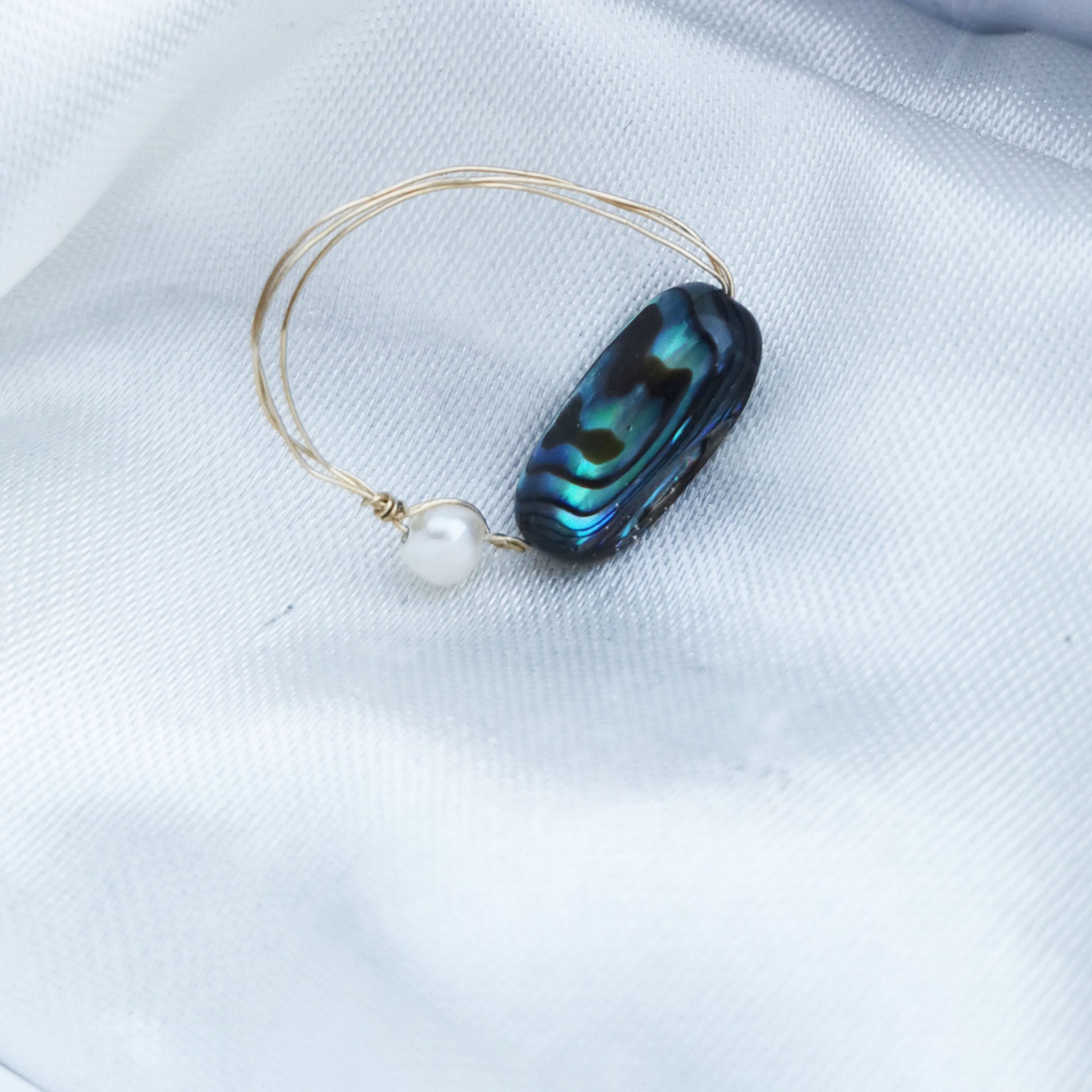 Paua and Freshwater thin ring
