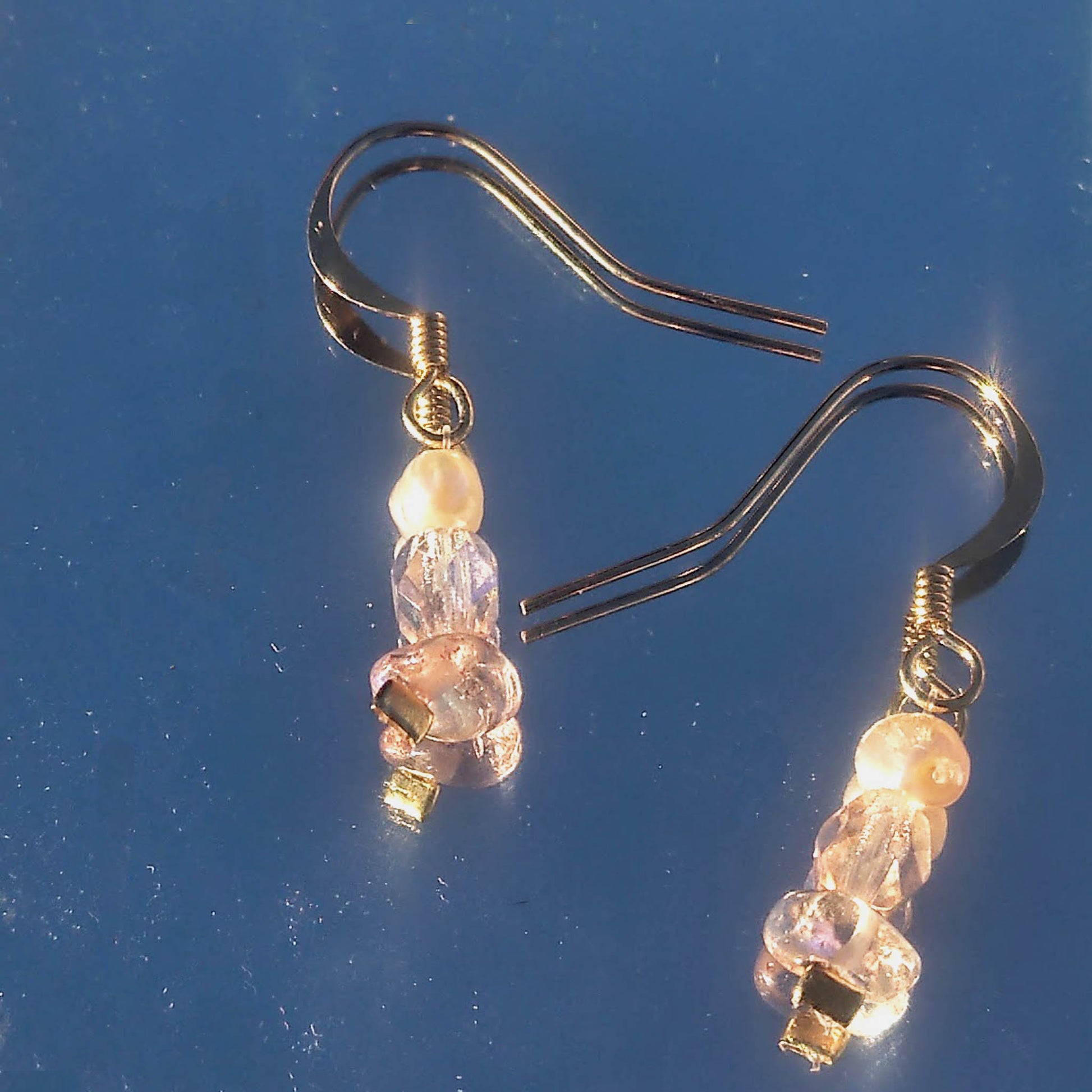 Reflection freshwater pearls with crystal and rose quartz