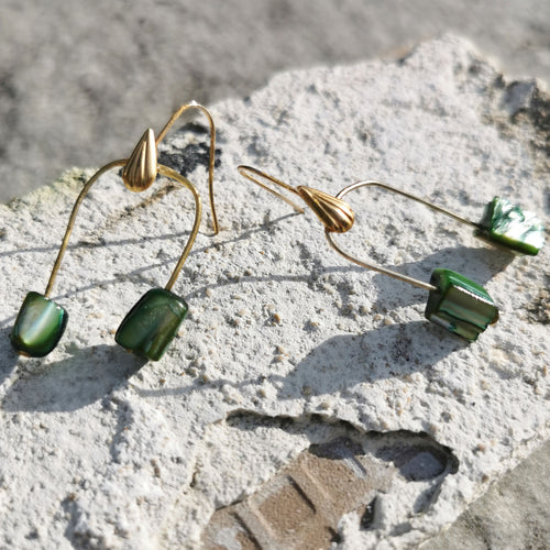 Green shell earrings