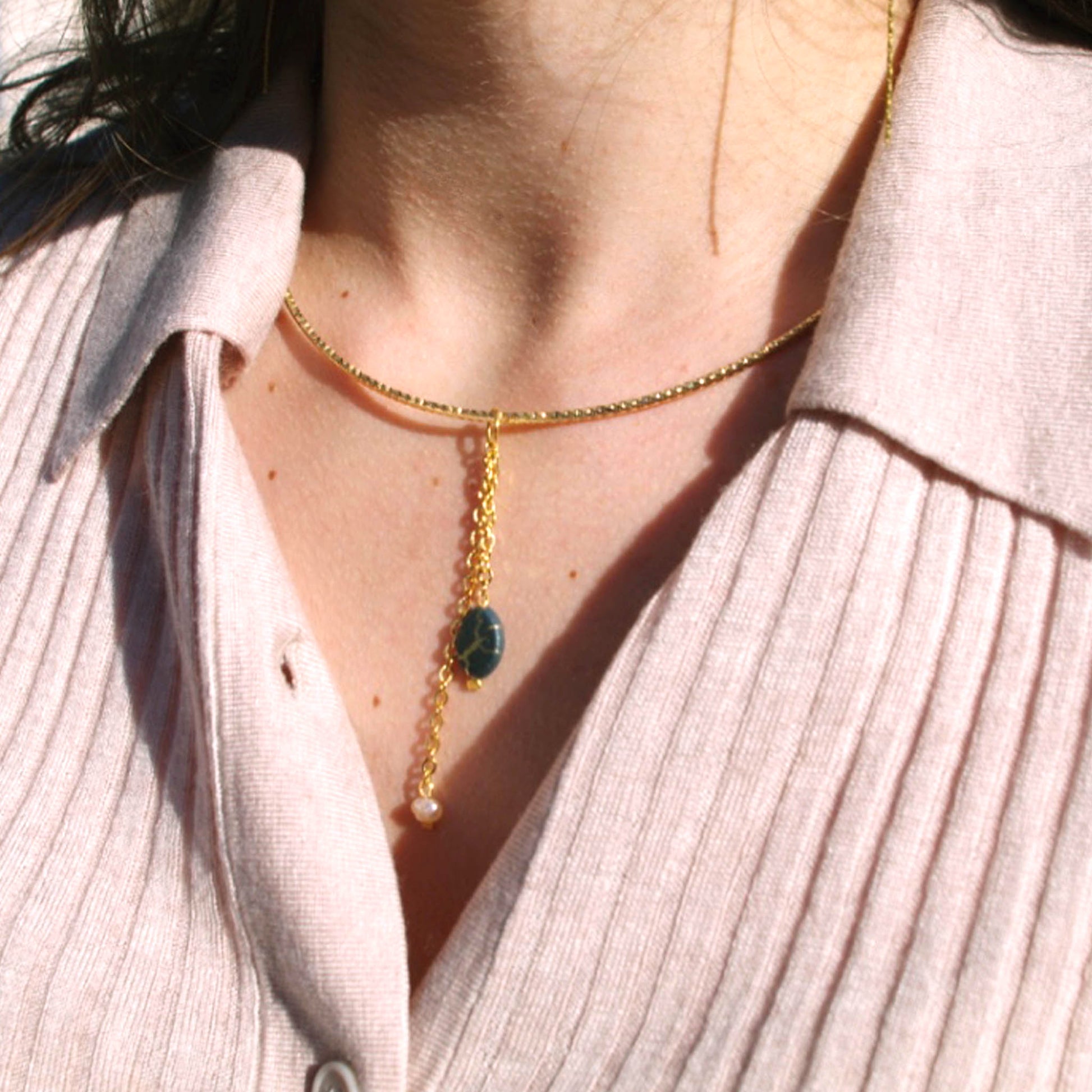 Cosmic Cleopatra Rigid choker necklace worn on