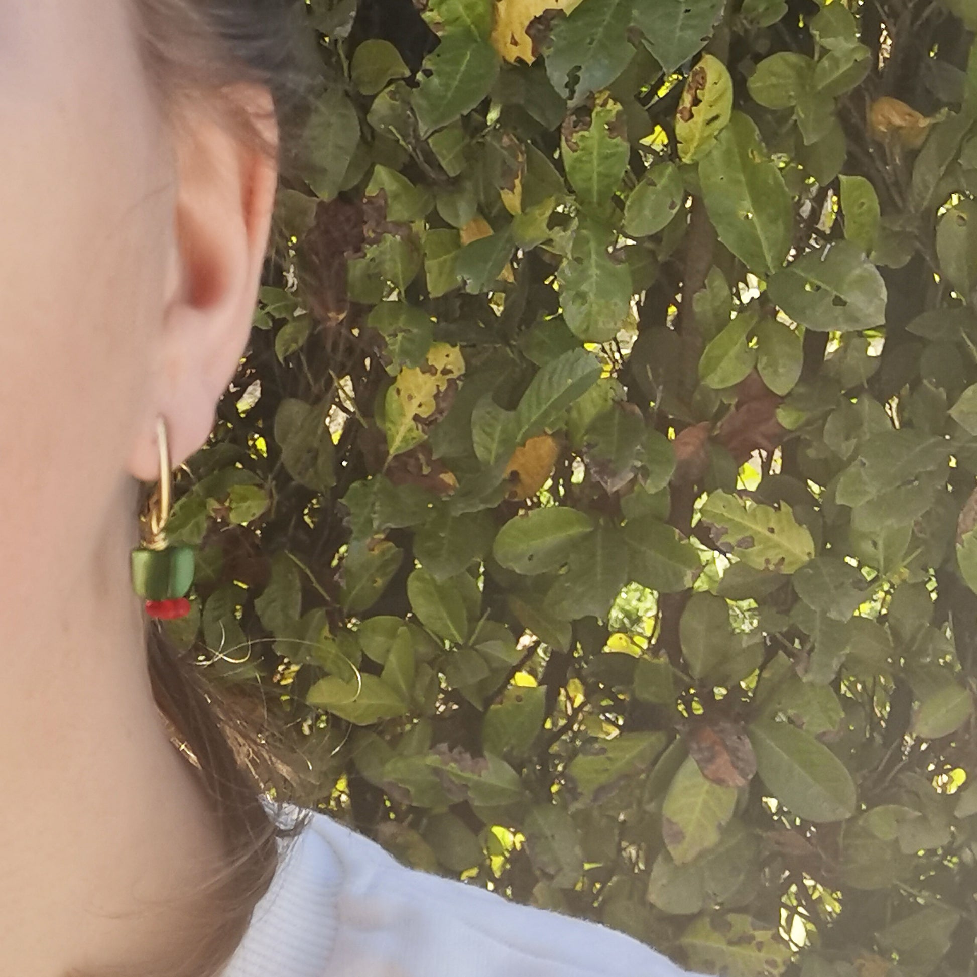 Elf earrings worn on 