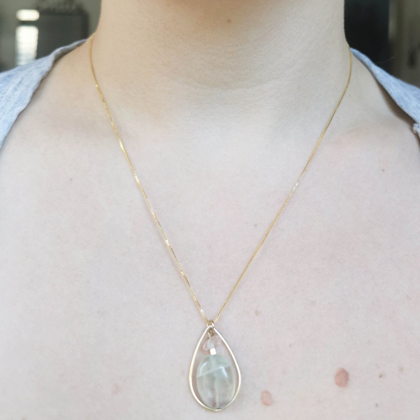 Purple fluorite gold plated necklace 