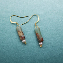 Load image into Gallery viewer, Frida Earrings turquoise background
