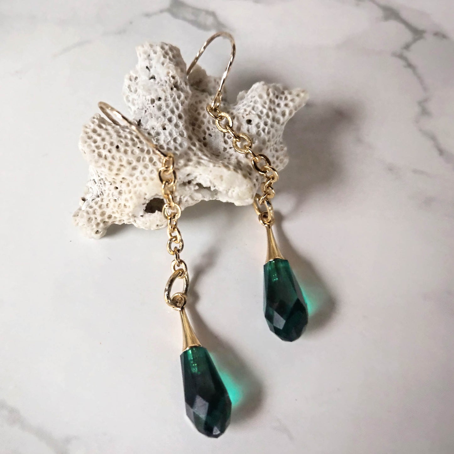 Swarowski crystal hooks on cable chain earrings 