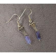 Load image into Gallery viewer, Camifolla Amethyst Fan Baronessa Earrings Gold plated
