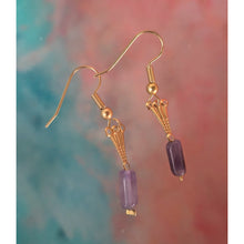 Load image into Gallery viewer, Camifolla Amethyst Fan Baronessa Earrings Gold plated
