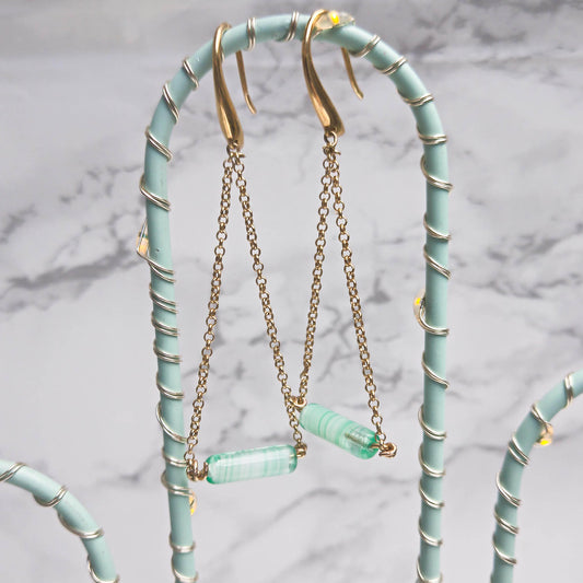 Je T'Amie Mint chain triangle earrings