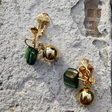 Load image into Gallery viewer, Green Shell clip on earrings
