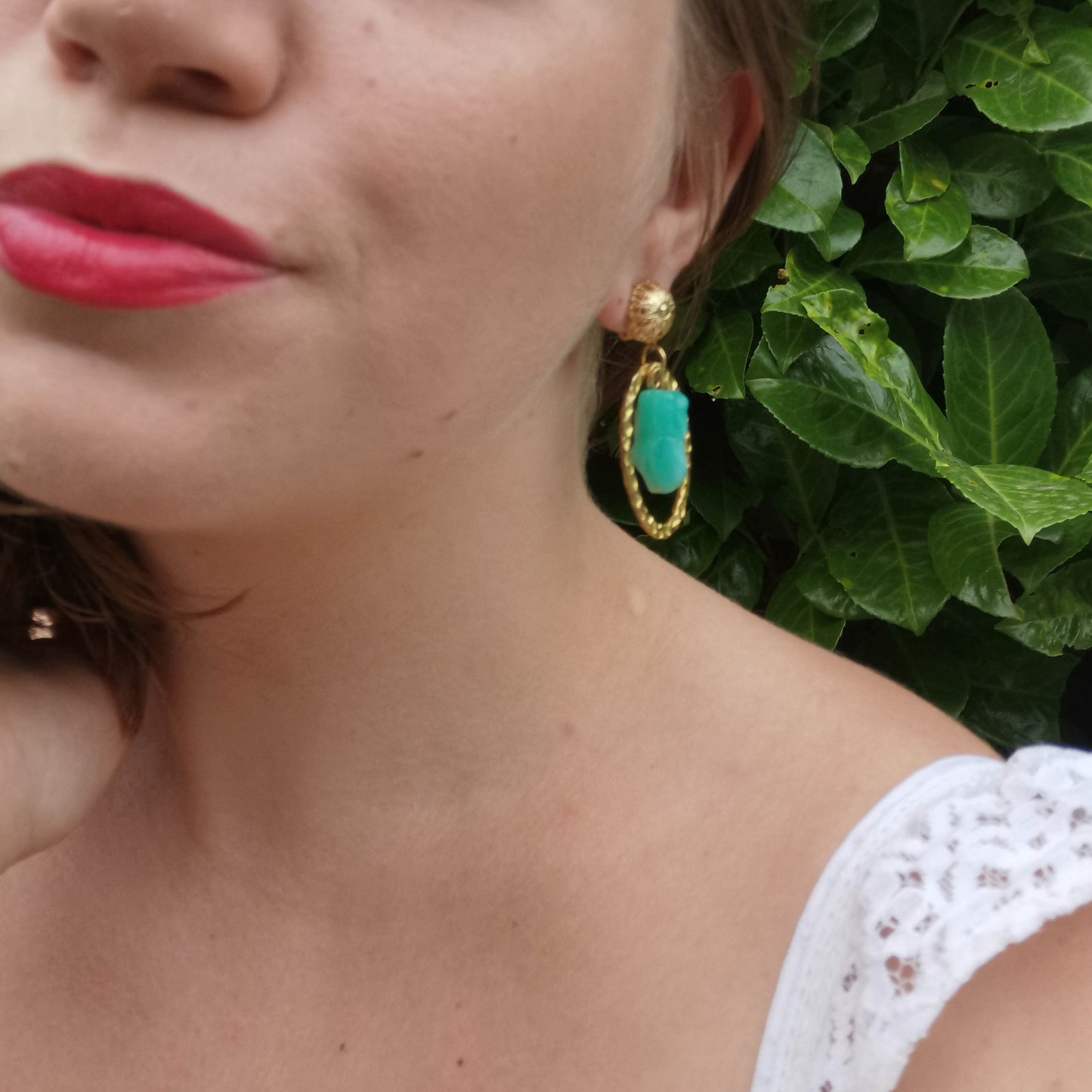 Mint Mucha Clip on Earrings