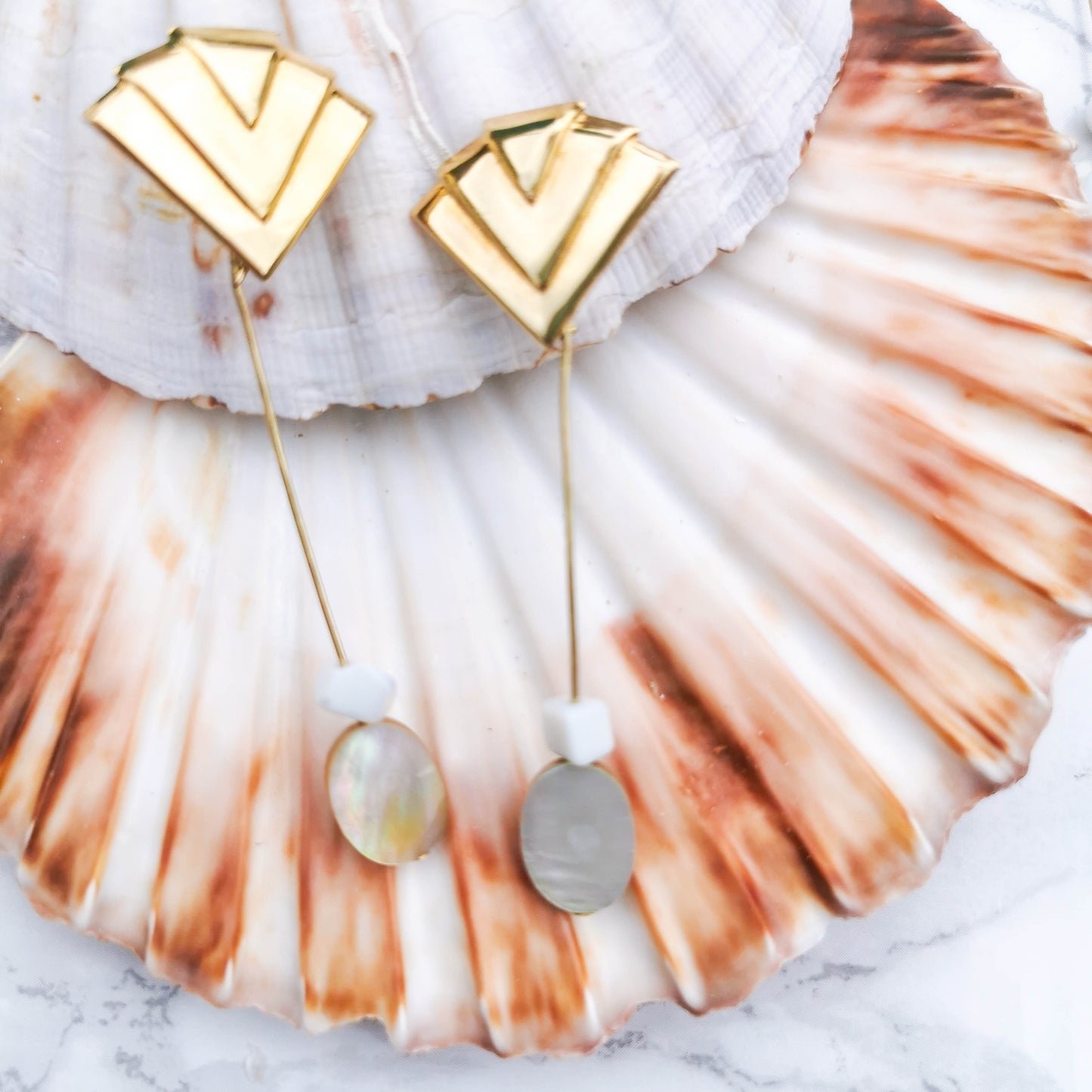 Natasha Madreperla Fan Earrings