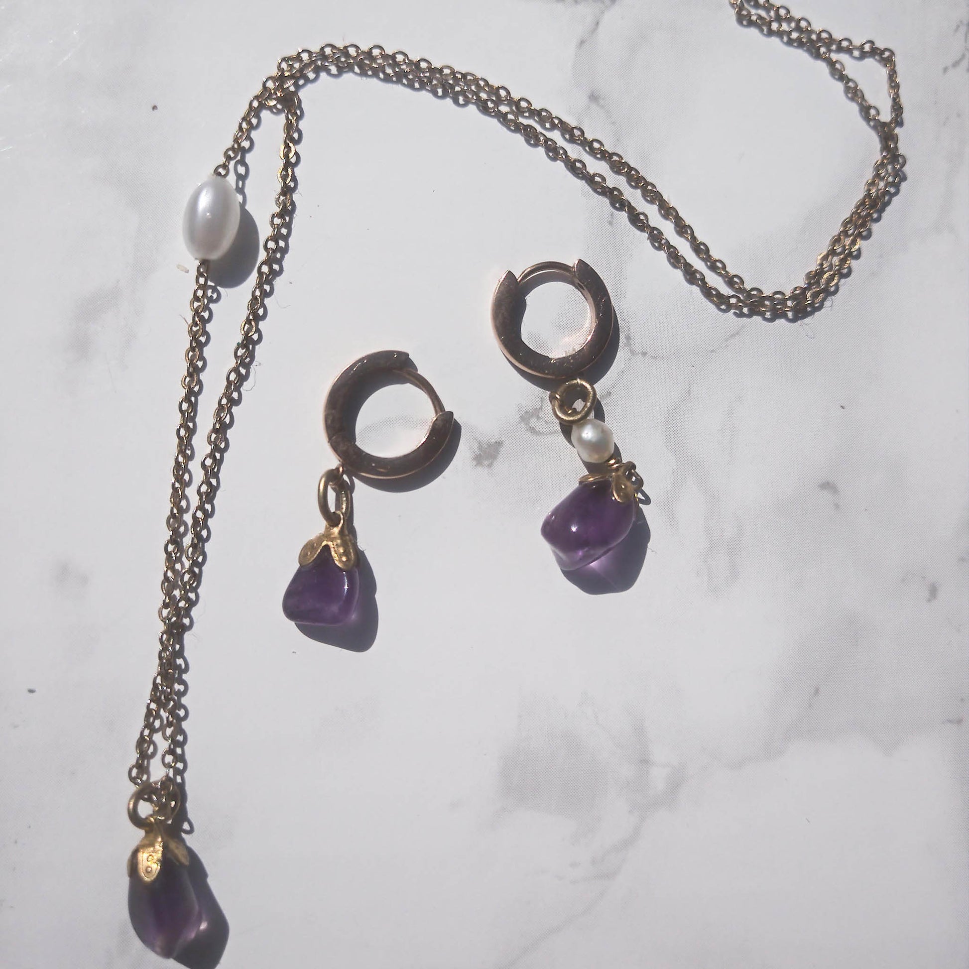 Amethyst necklace and earring set 