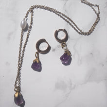 Load image into Gallery viewer, Amethyst necklace and earring set 
