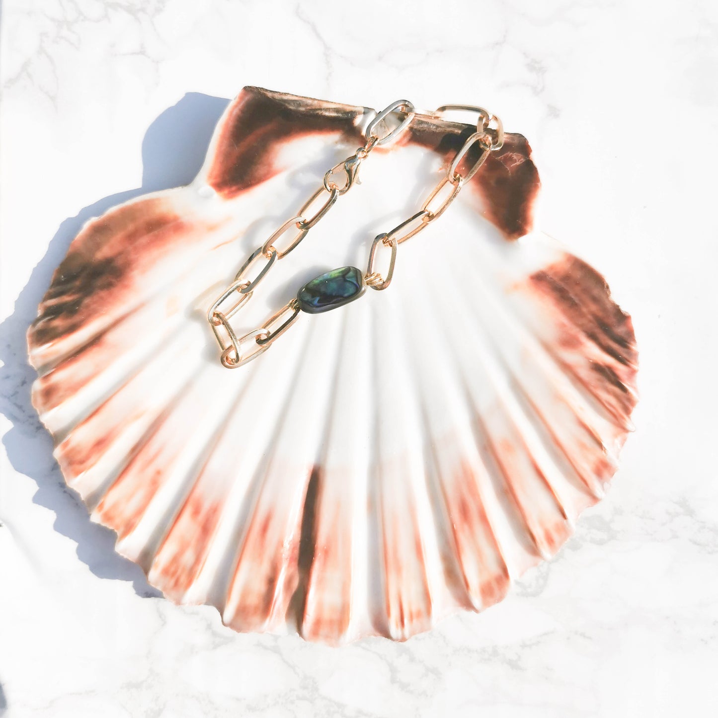 Paua shell paperclip bracelet