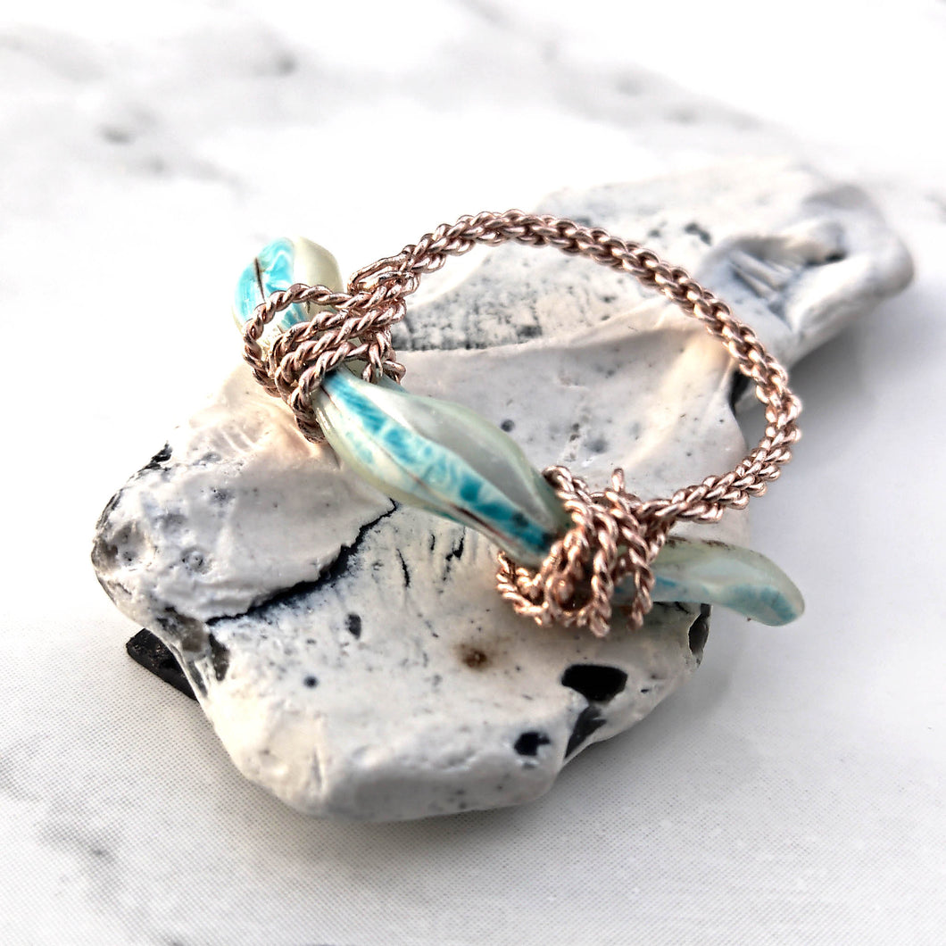 Pebbles ring copper - mint shell 