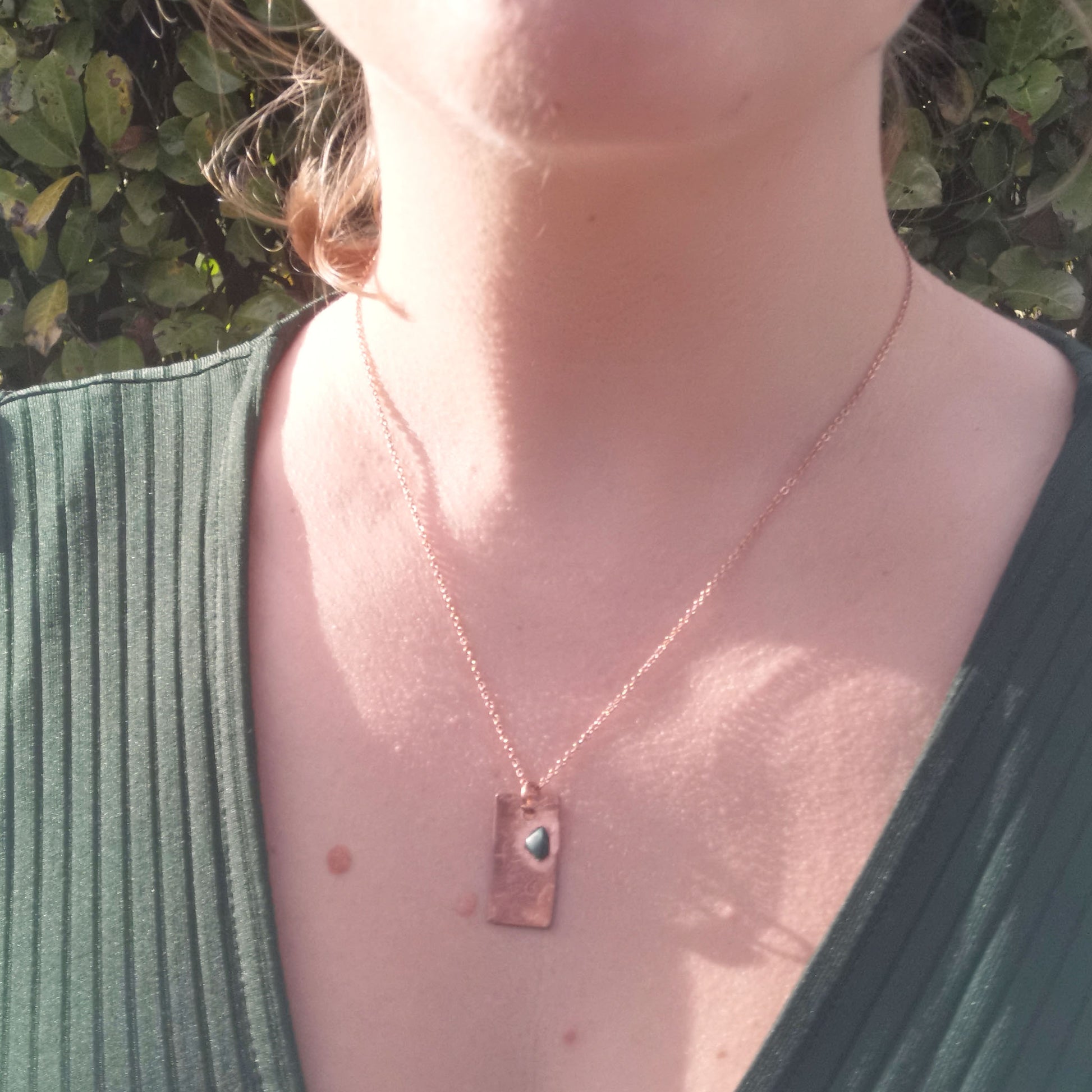 Pistachio Pitagora Necklace Worn on