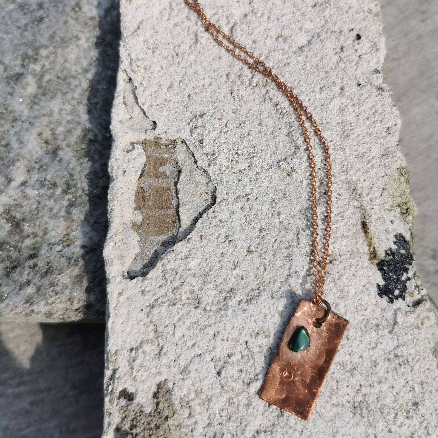 Green Pearl Copper Pendant And Rose Gold plated chain