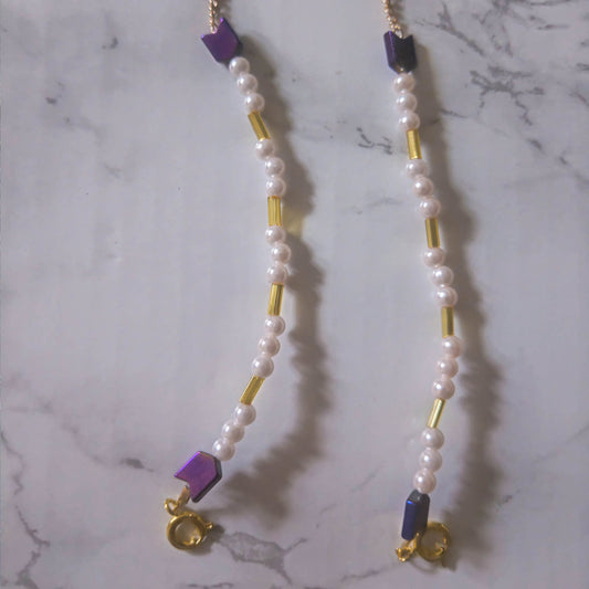 Purple [earl and gold beads detail